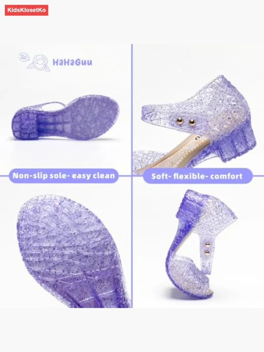 Girls Jelly Princess Flats Sandals Dress Up Cosplay Shoes